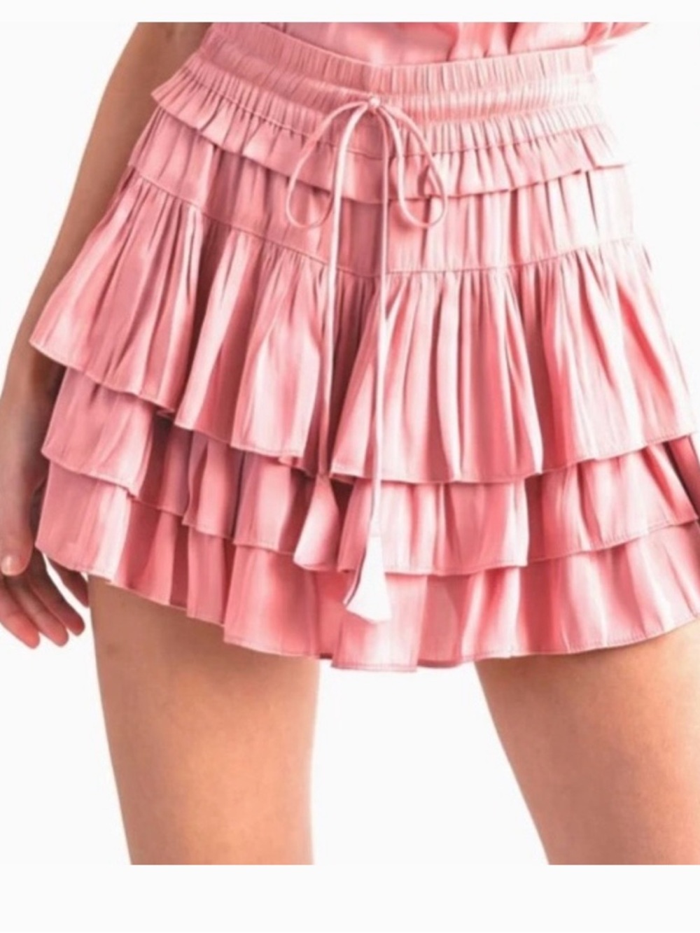 Women's Pink Tiered Ruffle Mini Skirt